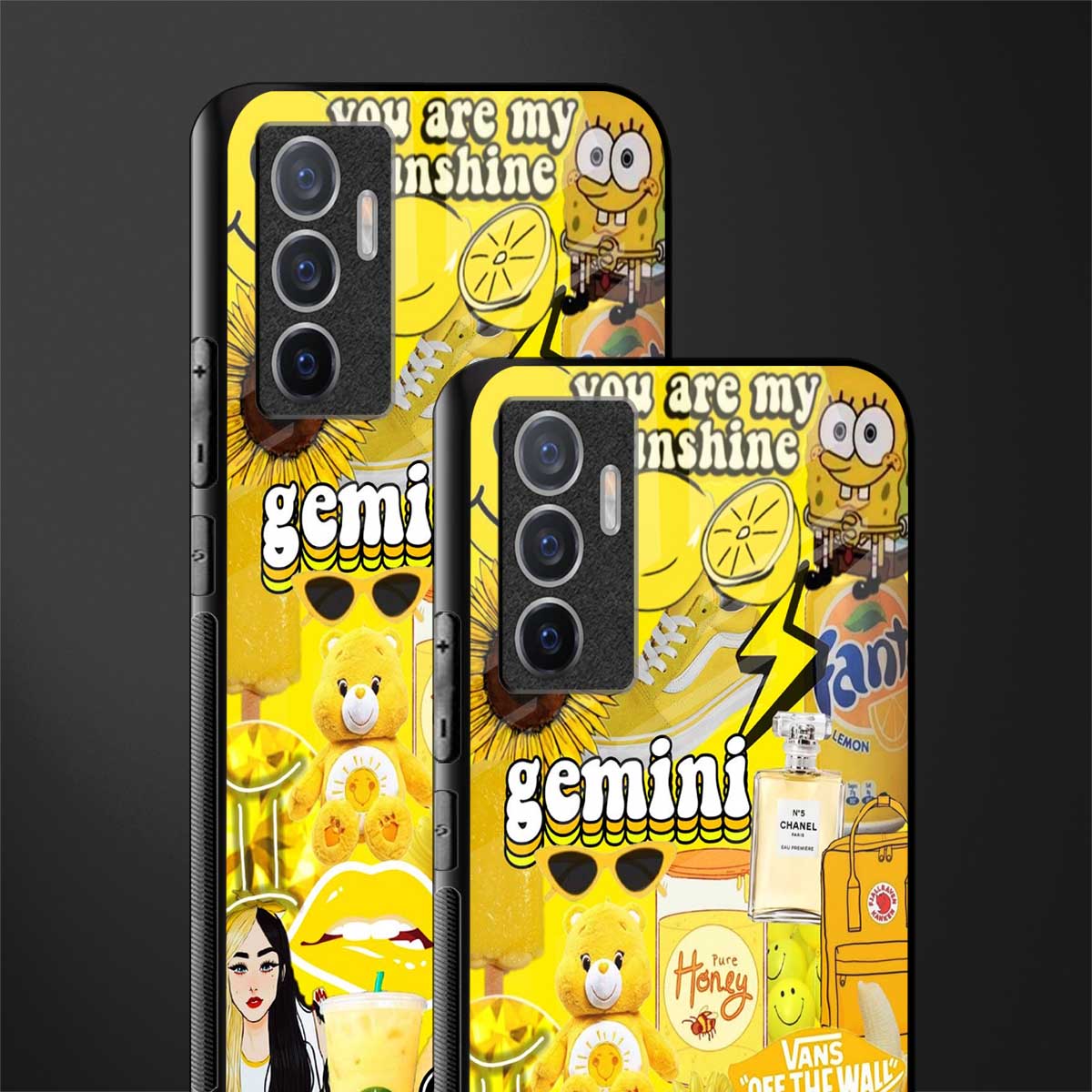 gemini aesthetic collage glass case for vivo v23e image-2