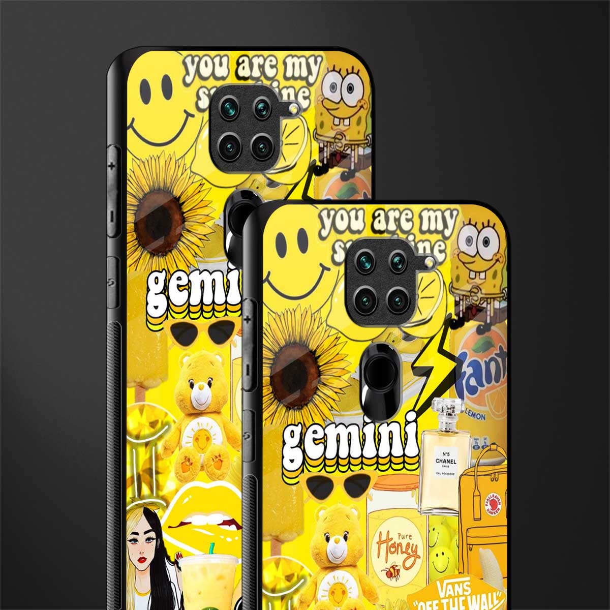 gemini aesthetic collage glass case for redmi note 9 image-2