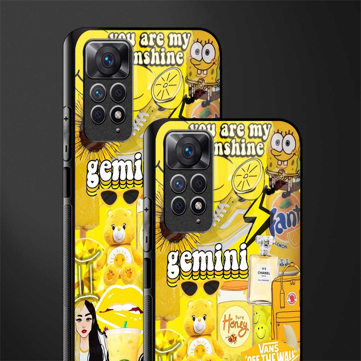 gemini aesthetic collage glass case for redmi note 11s image-2