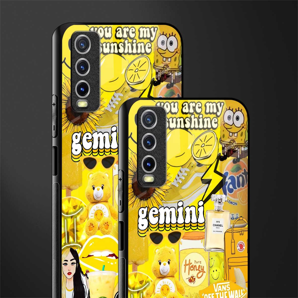 gemini aesthetic collage glass case for vivo y12g image-2