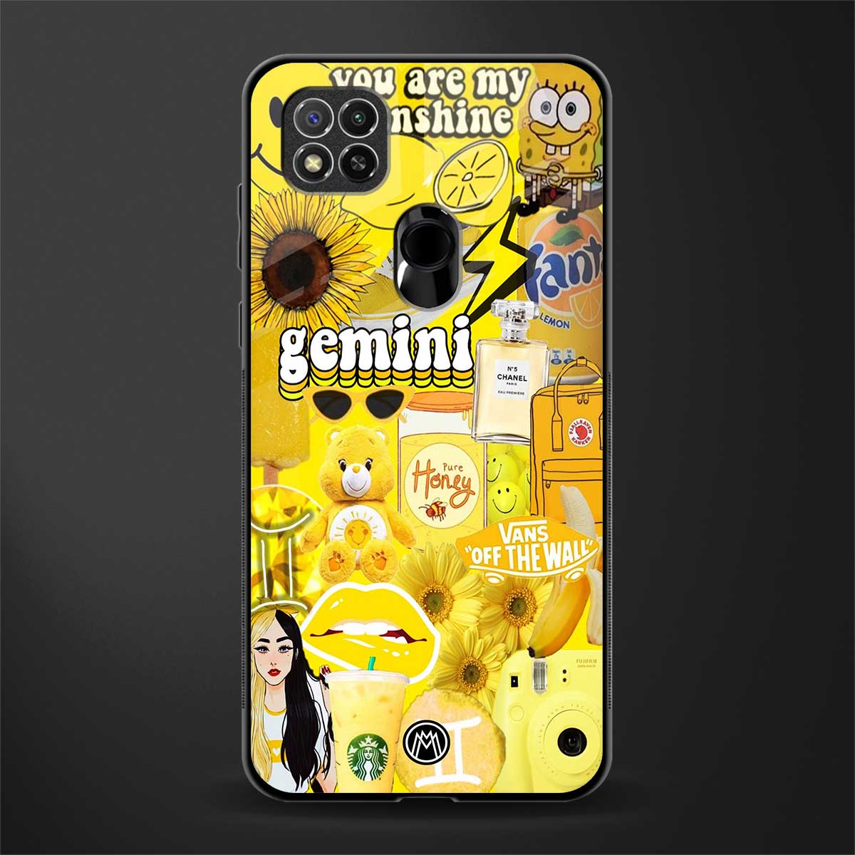 gemini aesthetic collage glass case for redmi 9 image
