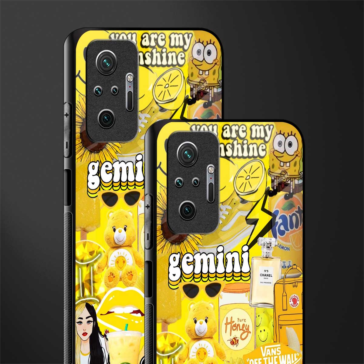 gemini aesthetic collage glass case for redmi note 10 pro image-2