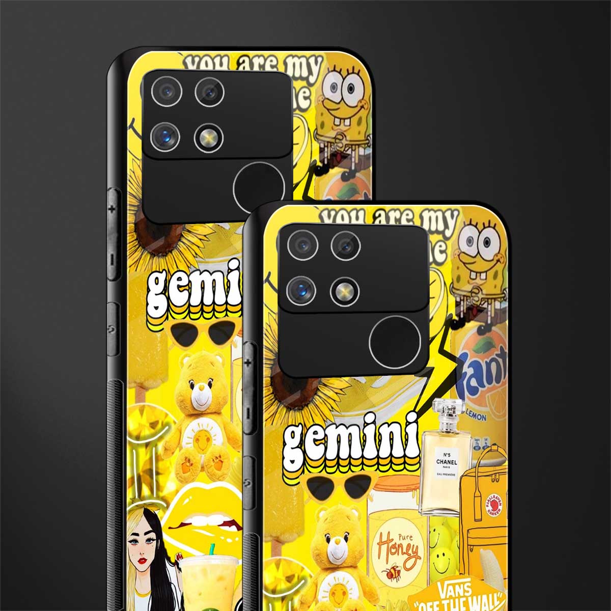 gemini aesthetic collage back phone cover | glass case for realme narzo 50a