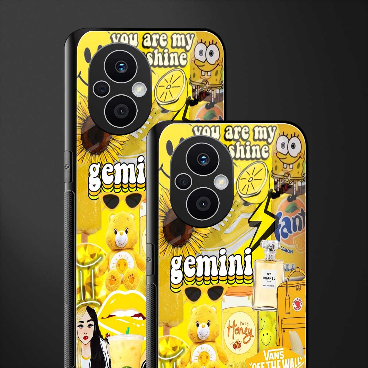 gemini aesthetic collage back phone cover | glass case for oppo f21 pro 5g
