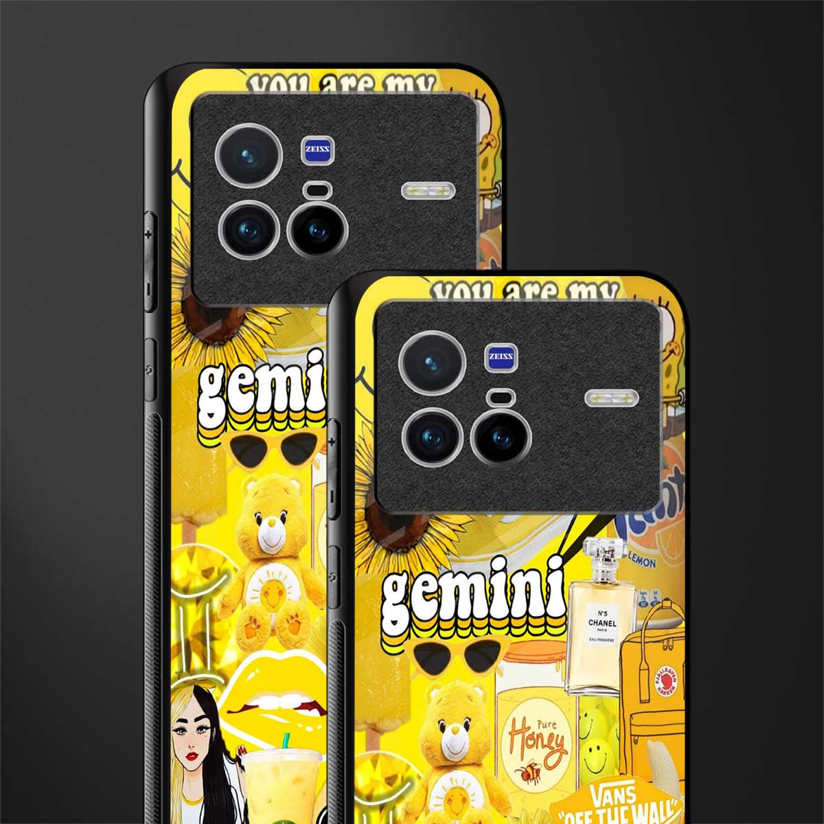 gemini aesthetic collage glass case for vivo x80 image-2