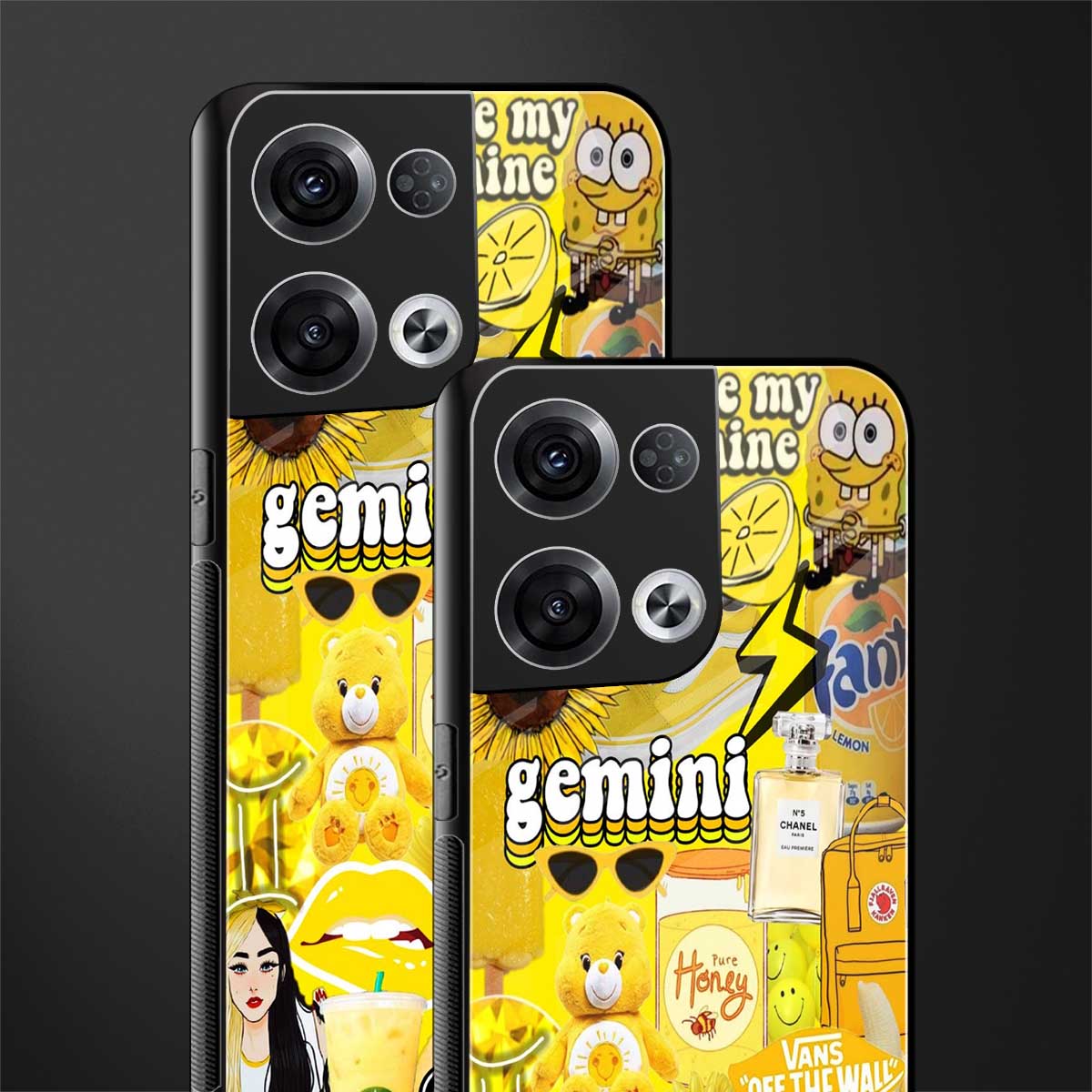gemini aesthetic collage back phone cover | glass case for oppo reno 8