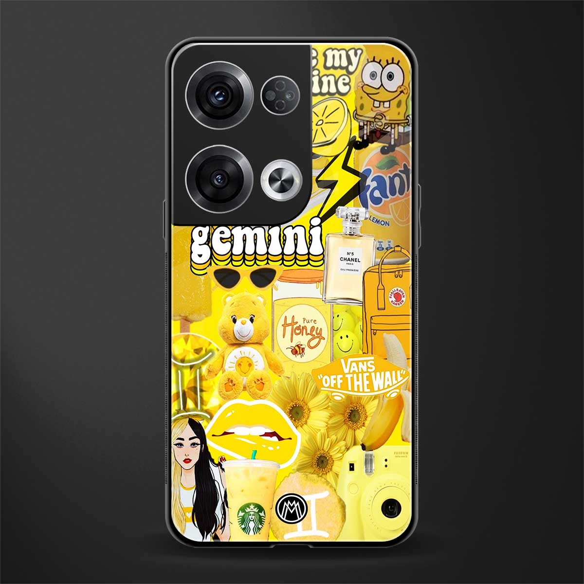 gemini aesthetic collage back phone cover | glass case for oppo reno 8 pro