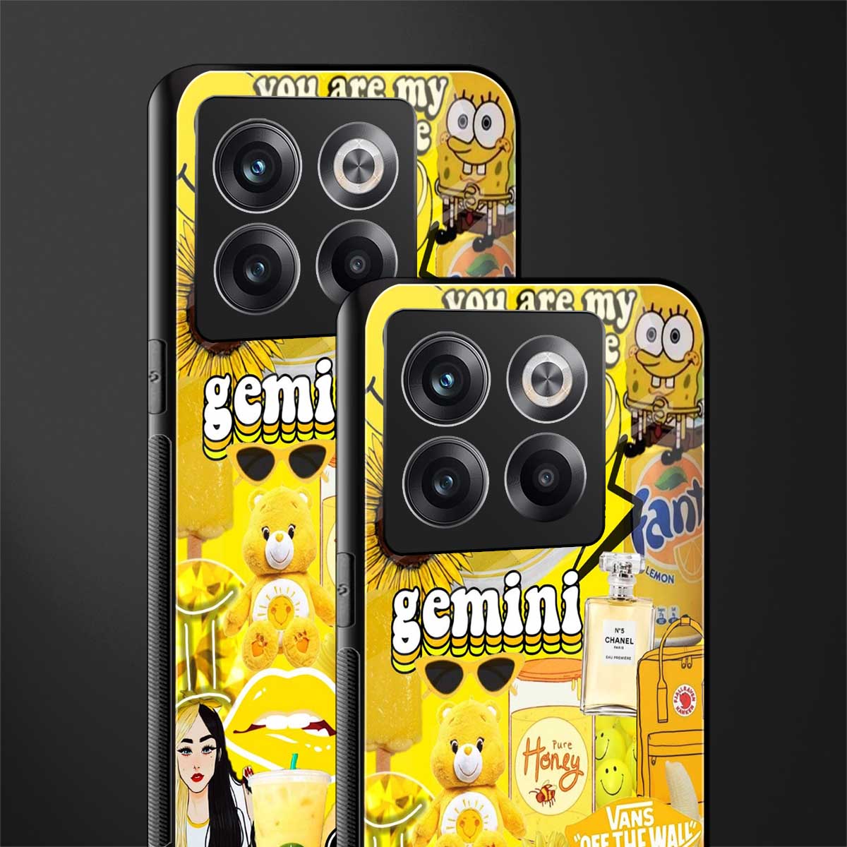 gemini aesthetic collage back phone cover | glass case for oneplus 10t