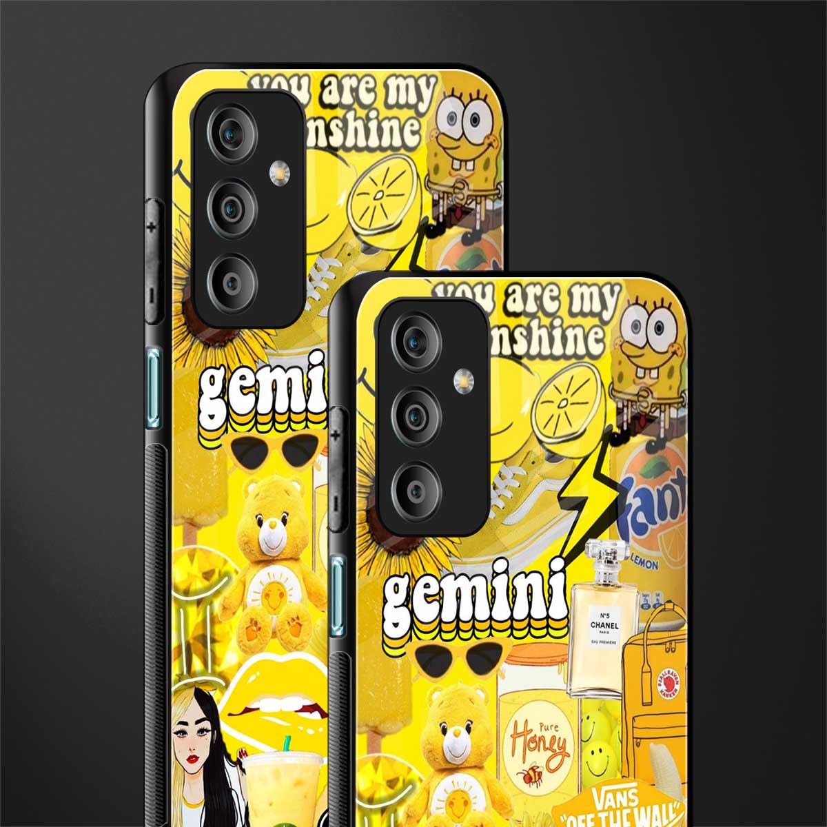 gemini aesthetic collage back phone cover | glass case for samsung galaxy f23 5g