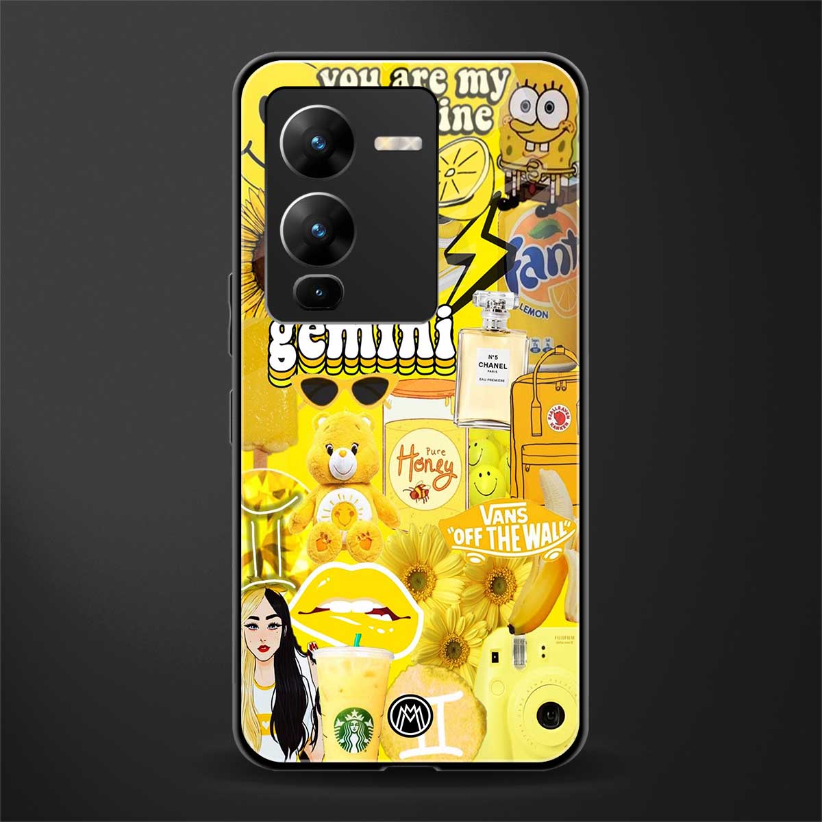 gemini aesthetic collage back phone cover | glass case for vivo v25 pro 5g