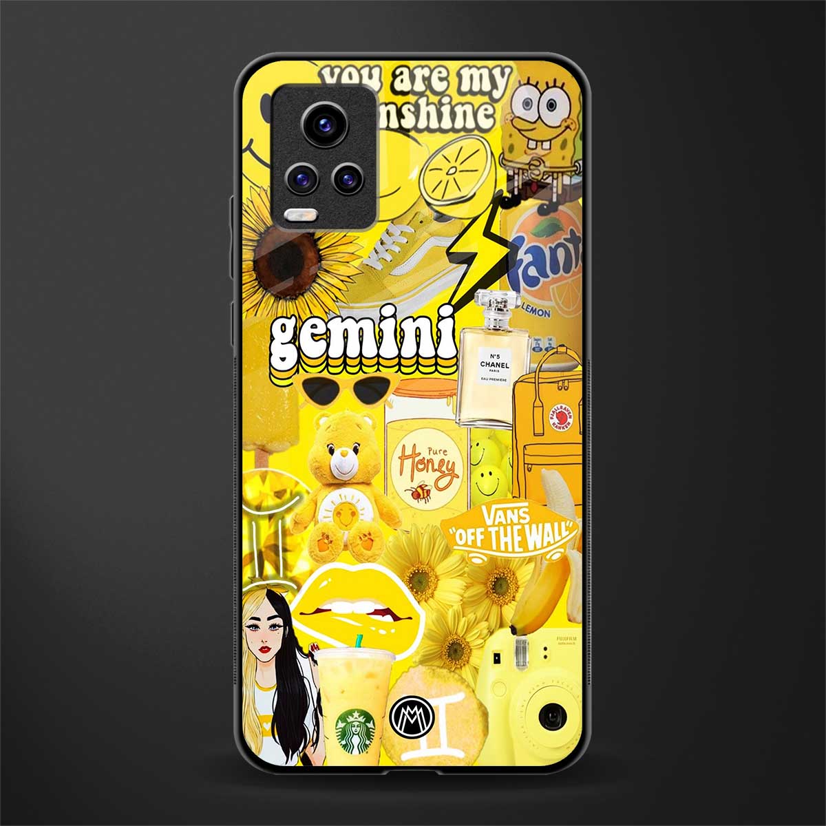 gemini aesthetic collage back phone cover | glass case for vivo v21e 4g