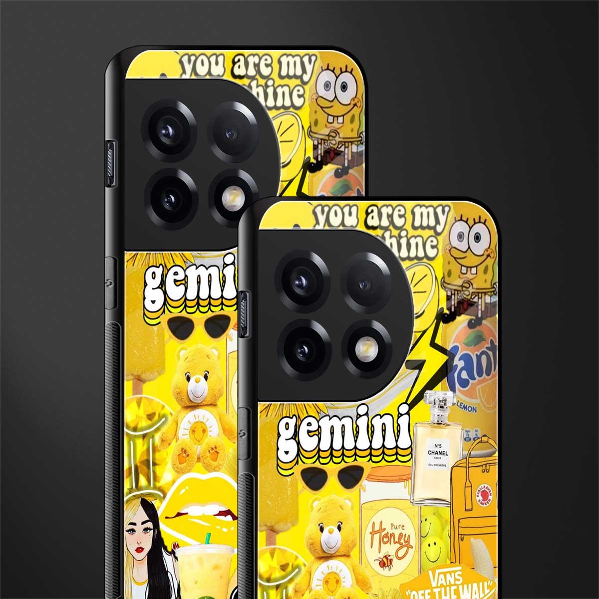 gemini aesthetic collage back phone cover | glass case for oneplus 11r