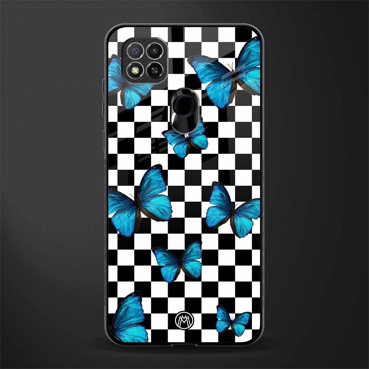 gimme butterflies glass case for redmi 9 image