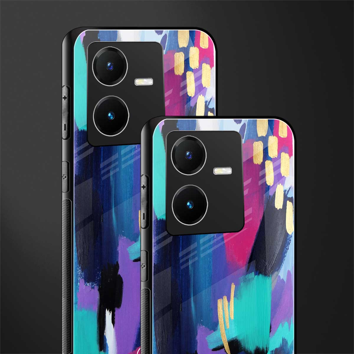 glitz back phone cover | glass case for vivo y22