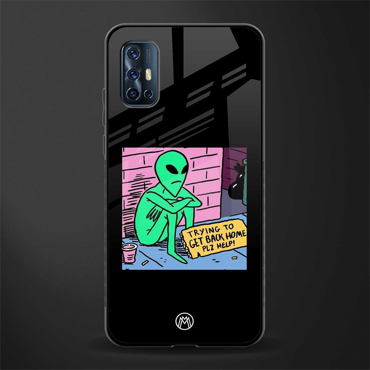 go home alien glass case for vivo v17