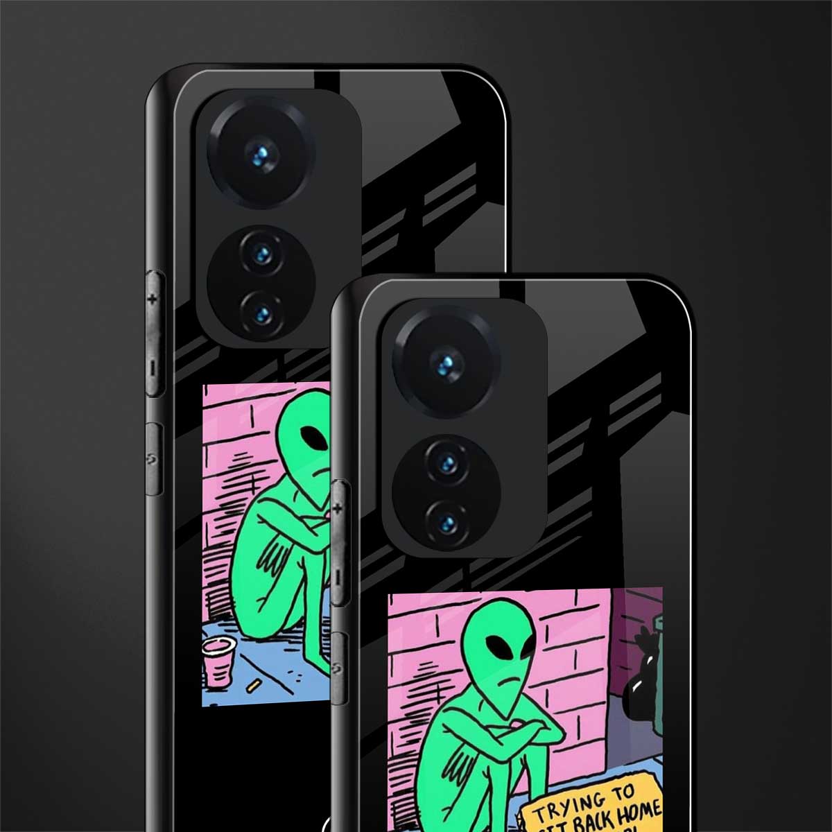 go home alien back phone cover | glass case for vivo t1 44w 4g