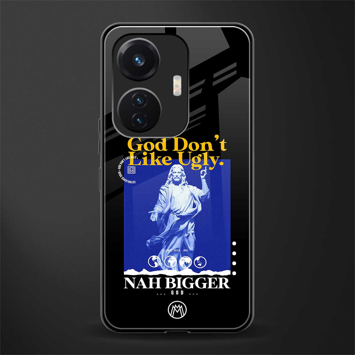 god don't like ugly exclusive back phone cover | glass case for vivo t1 44w 4g