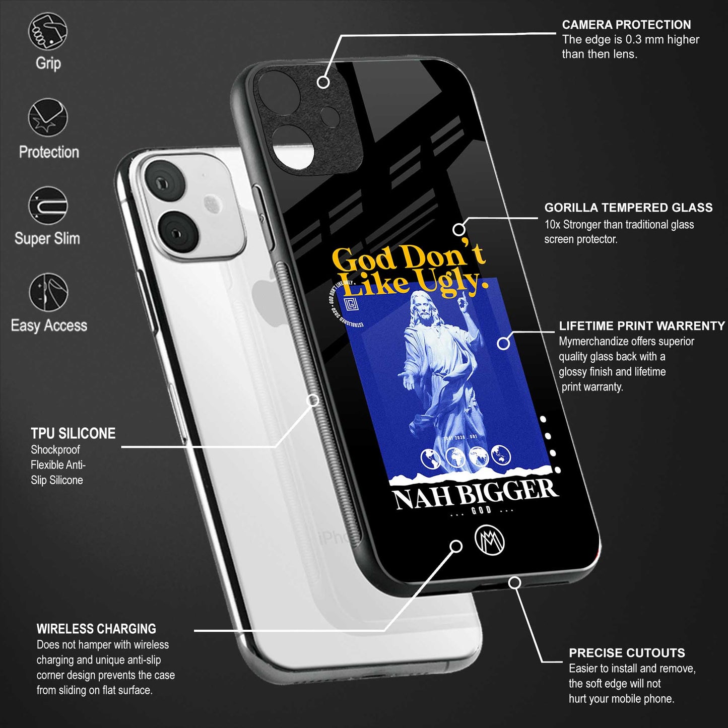 god don't like ugly exclusive back phone cover | glass case for redmi note 11 pro plus 4g/5g