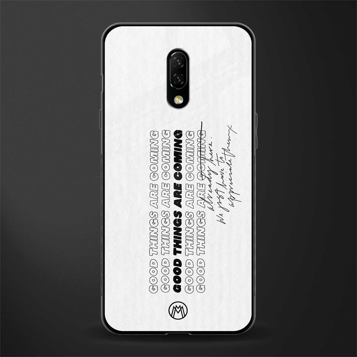 good things are here glass case for oneplus 7 image