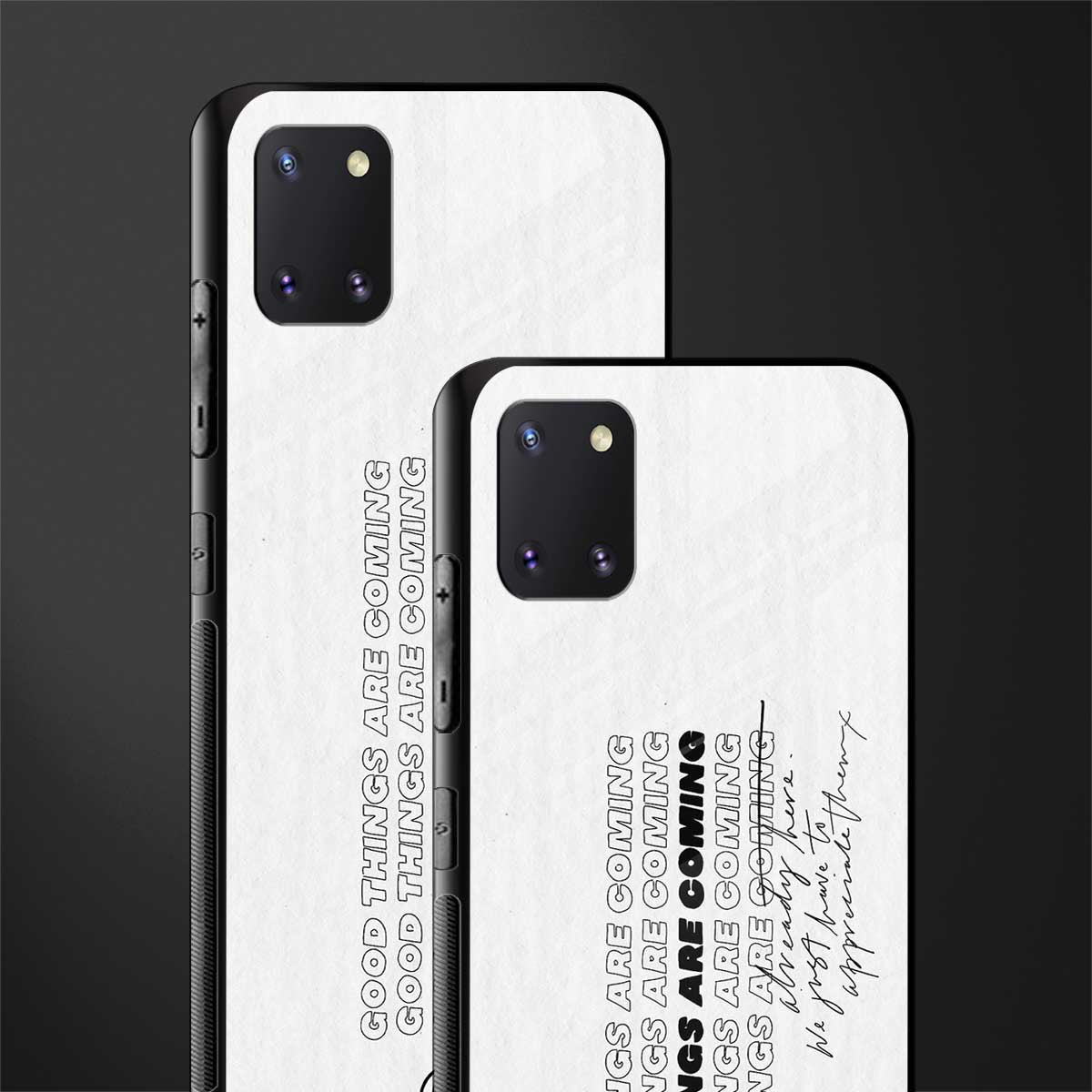 good things are here glass case for samsung a81 image-2
