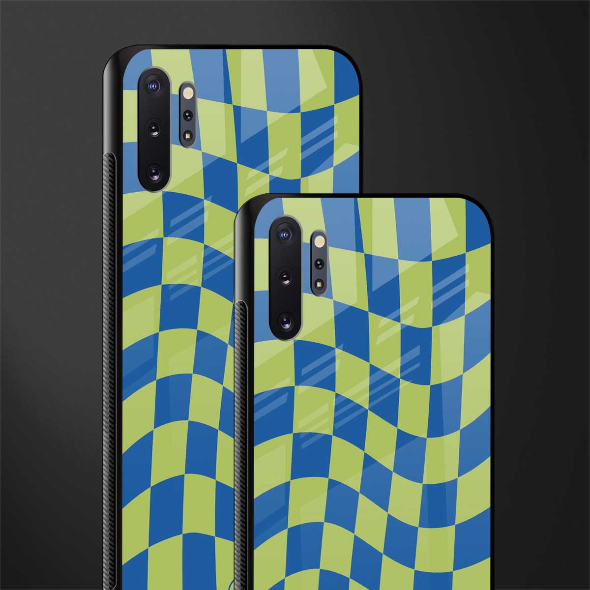 green blue trippy check pattern glass case for samsung galaxy note 10 plus image-2
