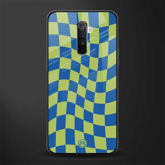 green blue trippy check pattern glass case for realme x2 pro image