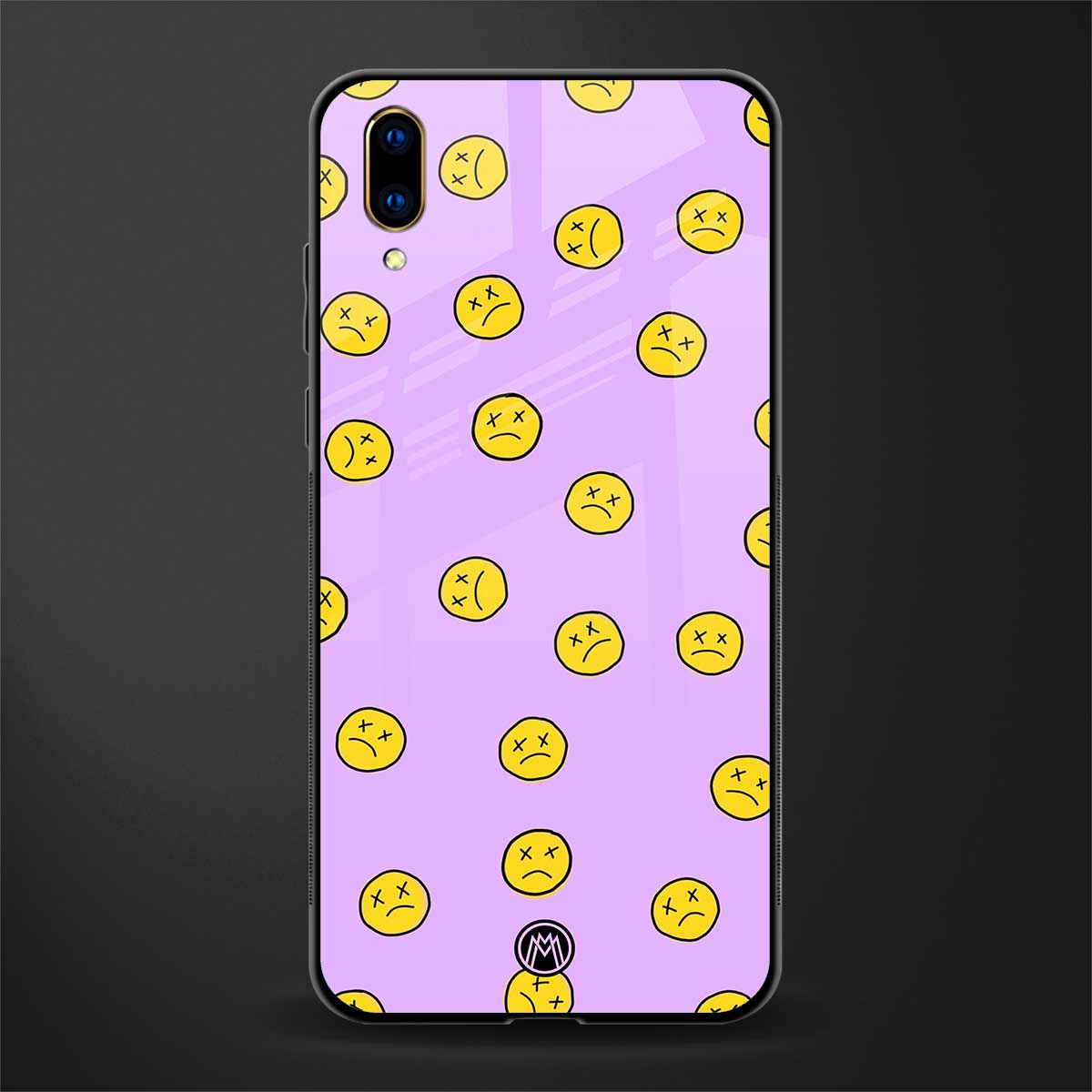 groovy emoticons glass case for vivo v11 pro image