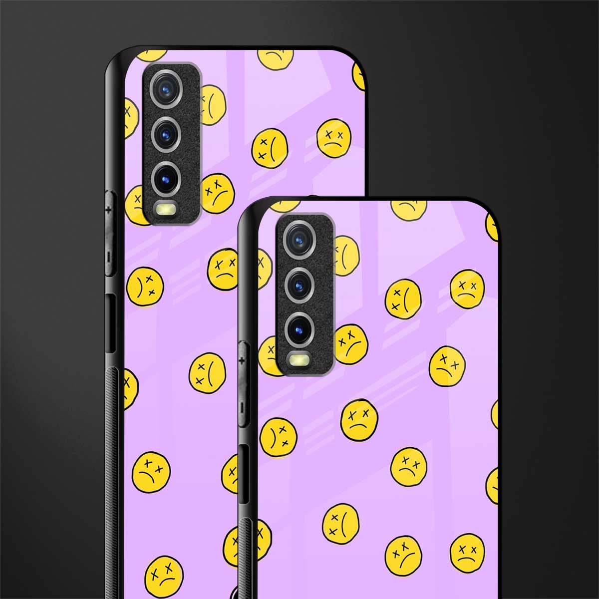groovy emoticons glass case for vivo y12s image-2
