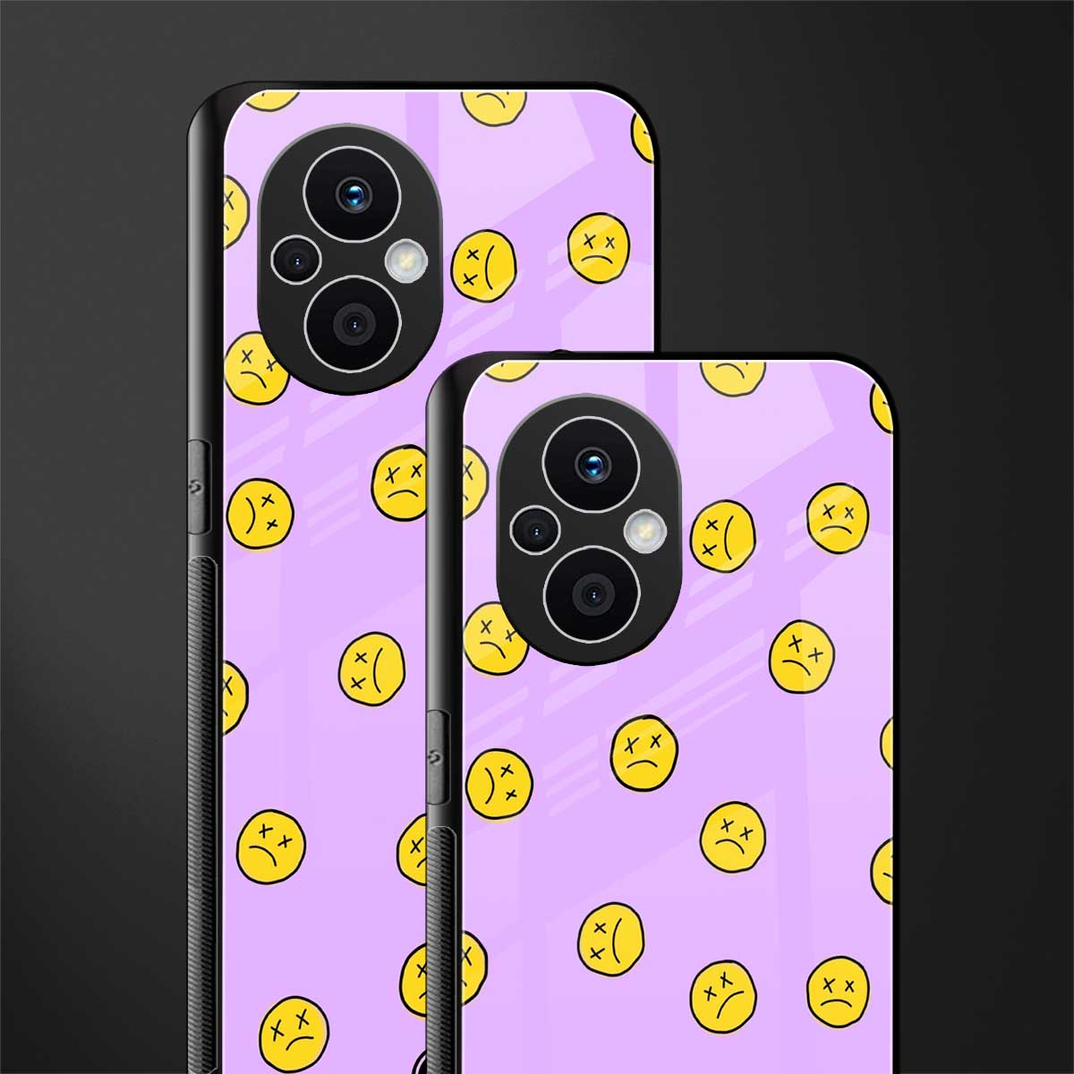 groovy emoticons back phone cover | glass case for oppo f21 pro 5g