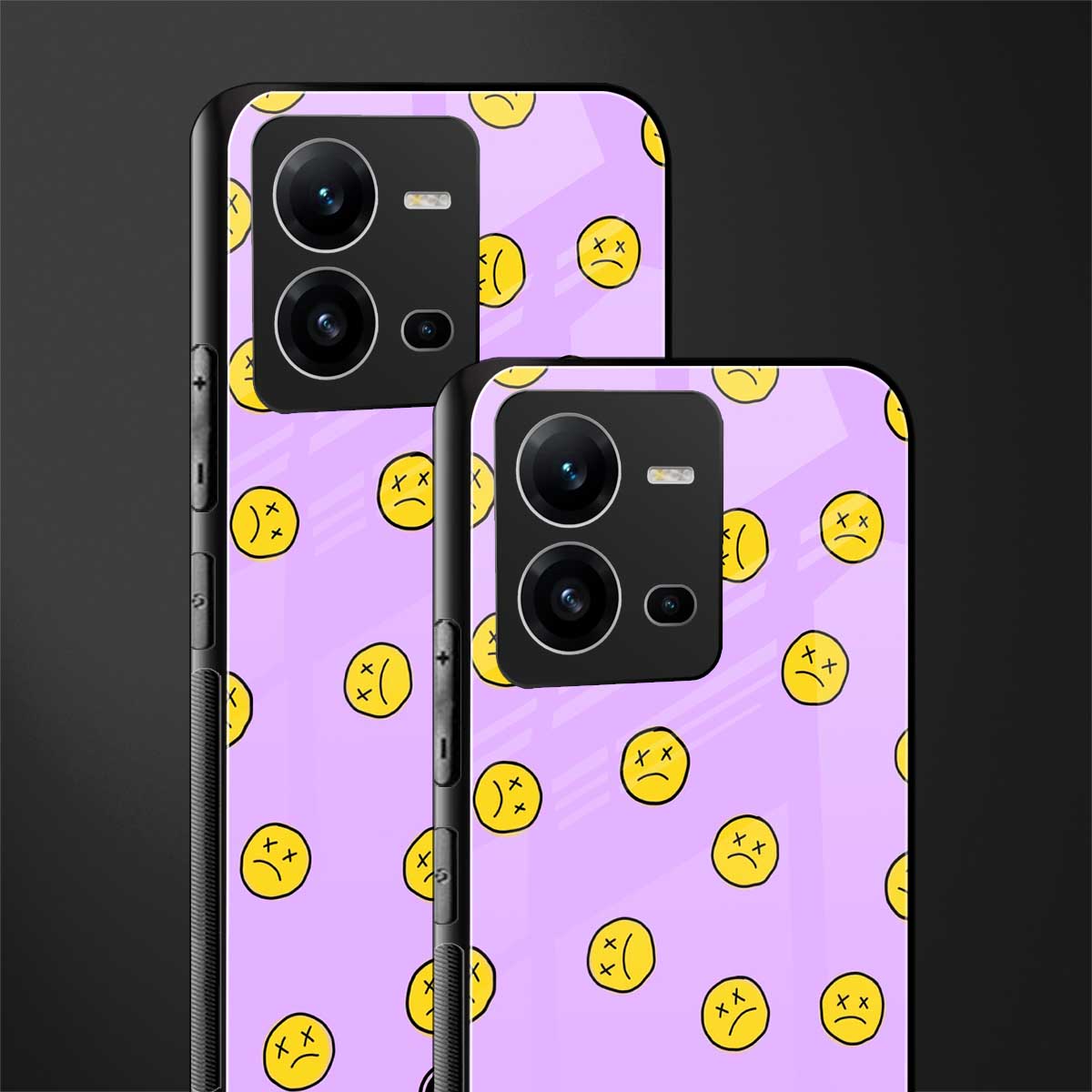 groovy emoticons back phone cover | glass case for vivo v25-5g
