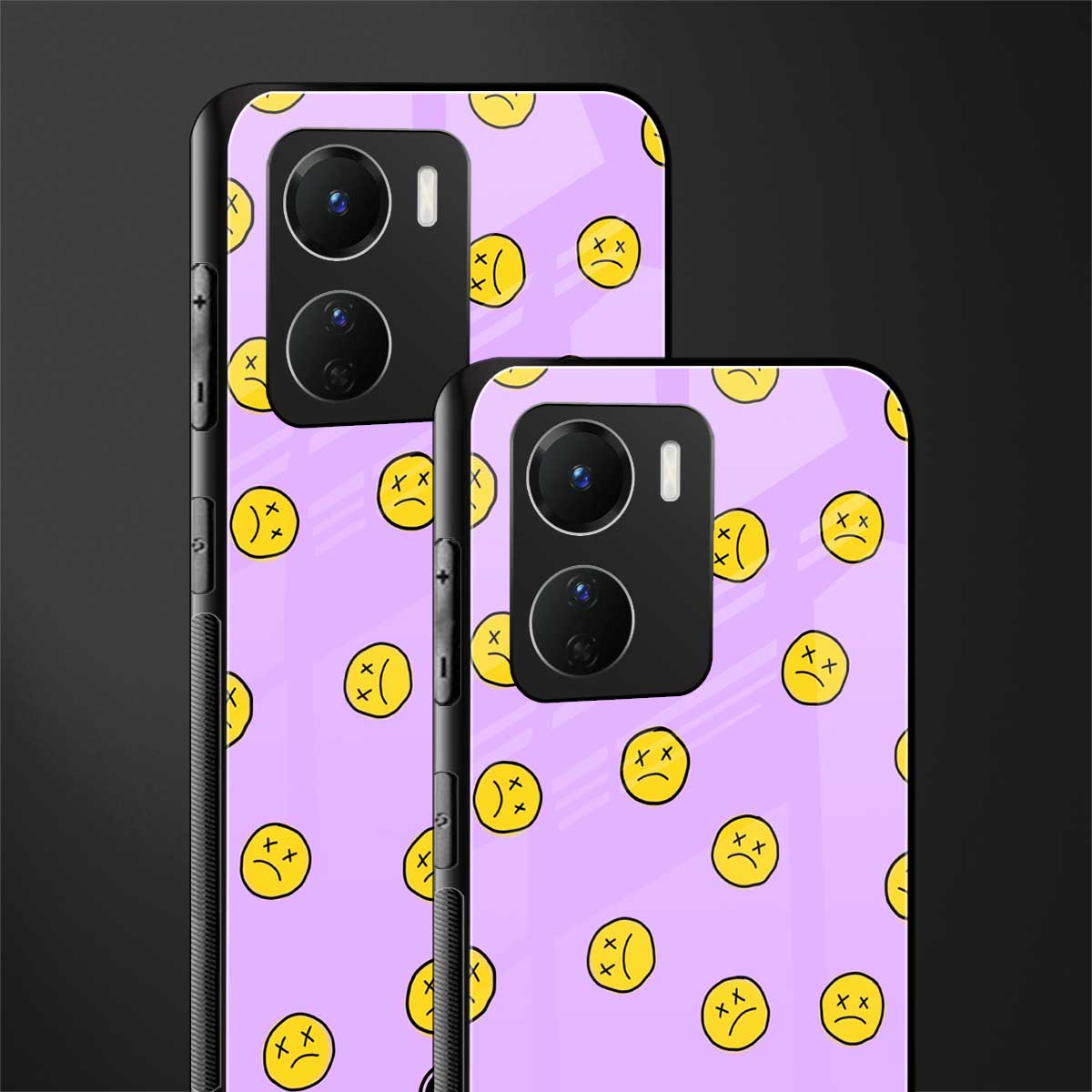groovy emoticons back phone cover | glass case for vivo y16