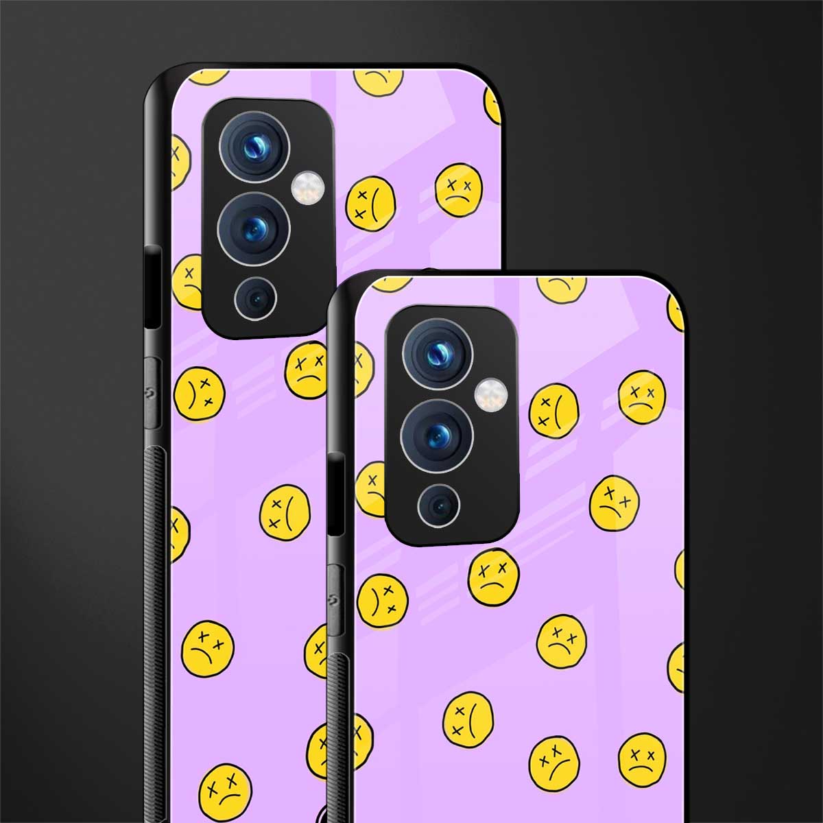 groovy emoticons back phone cover | glass case for oneplus 9