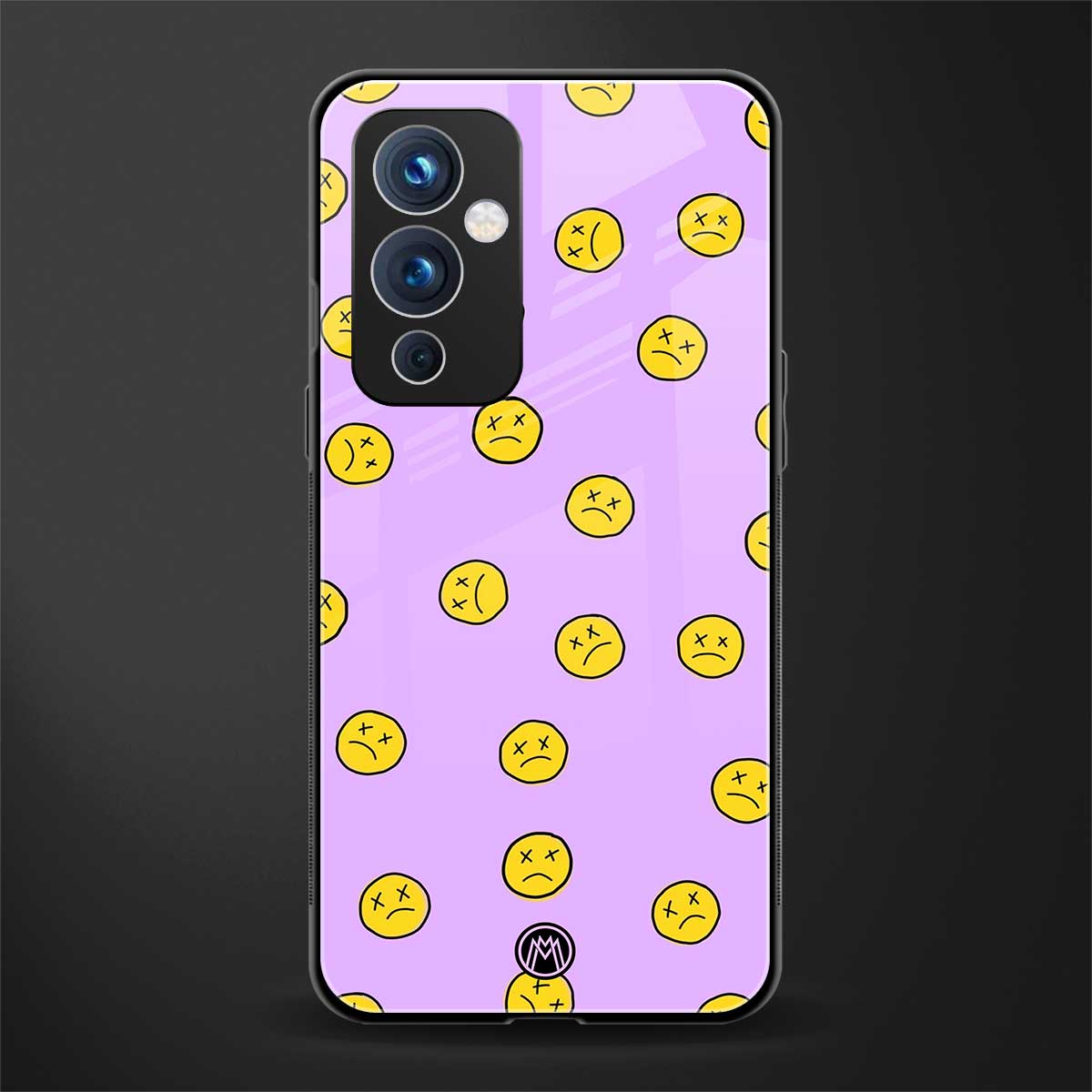 groovy emoticons back phone cover | glass case for oneplus 9