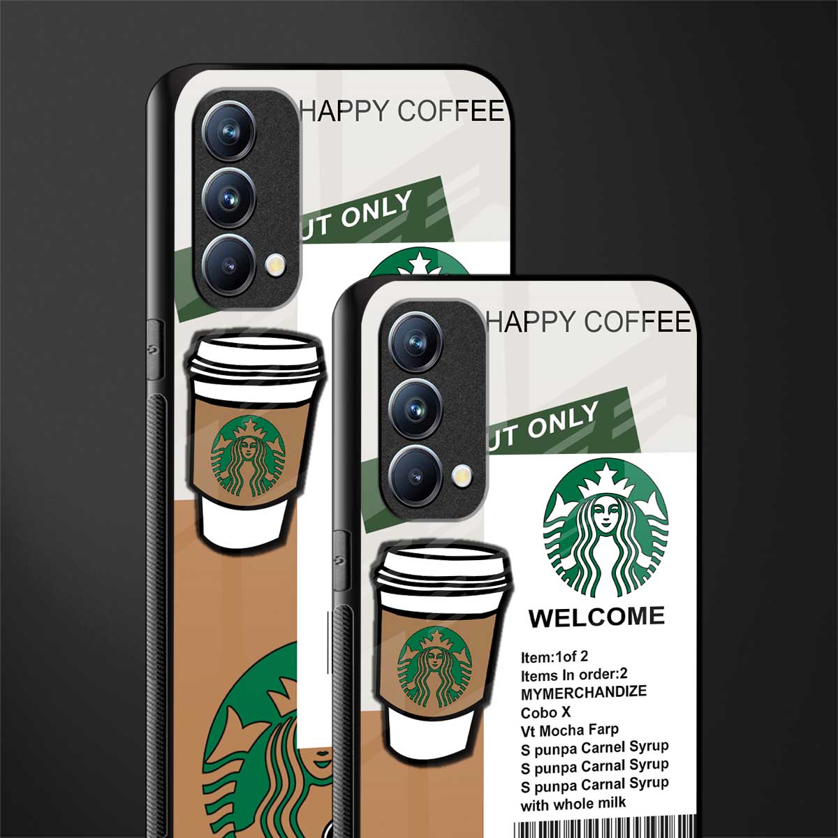 happy coffee glass case for oppo f19s image-2