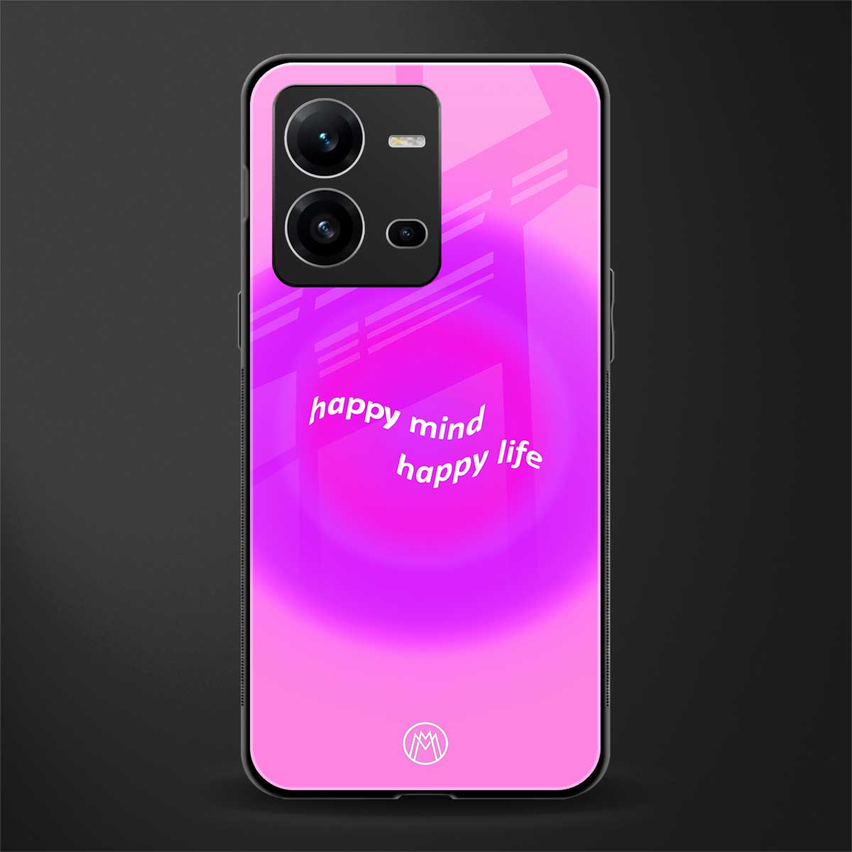 happy mind back phone cover | glass case for vivo v25-5g