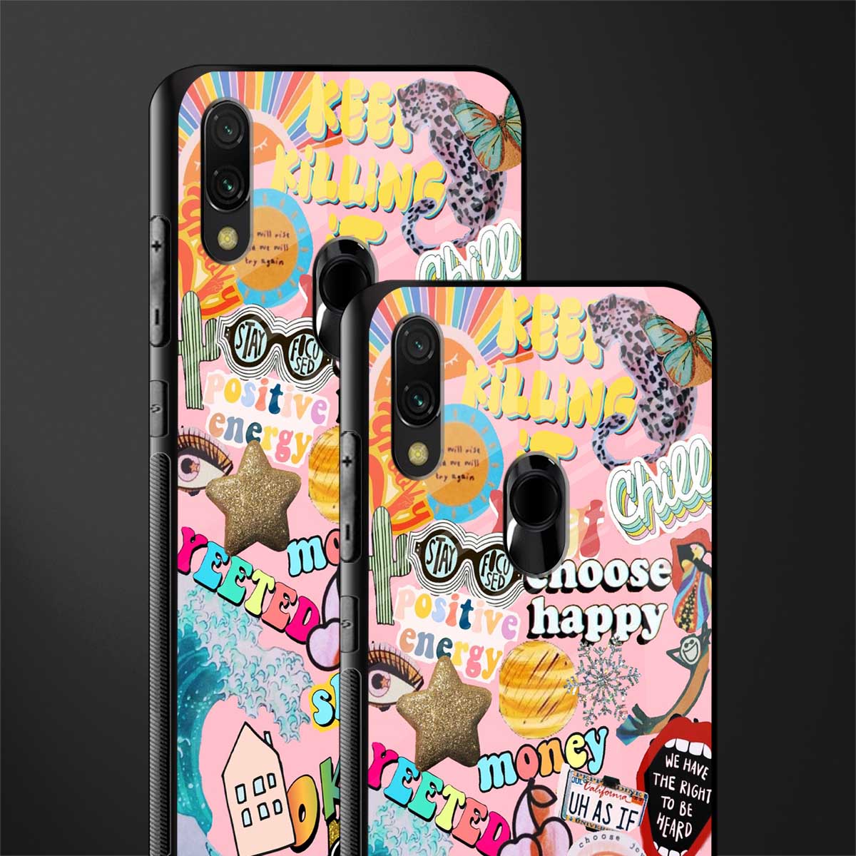 happy summer collage glass case for redmi y3 image-2