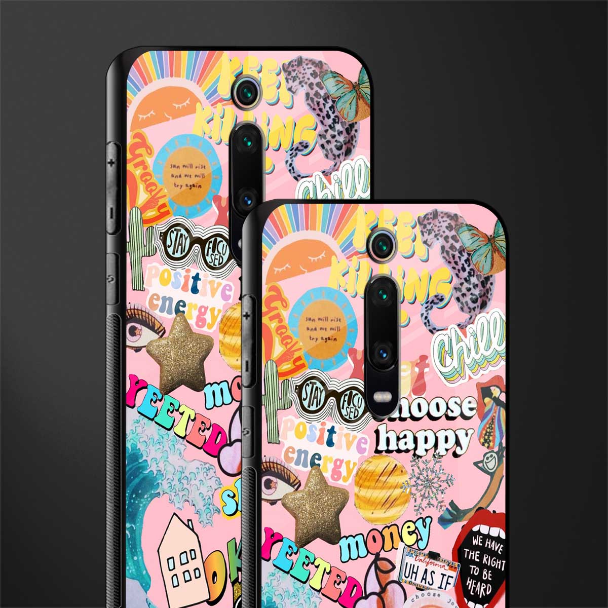 happy summer collage glass case for redmi k20 image-2