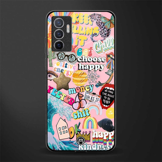 happy summer collage glass case for vivo v23e image