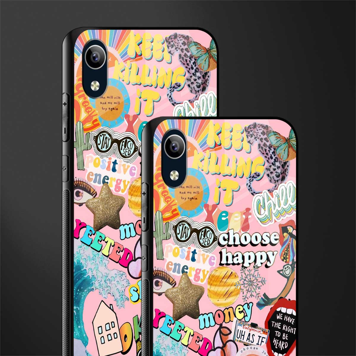 happy summer collage glass case for vivo y1s without fingerprint image-2