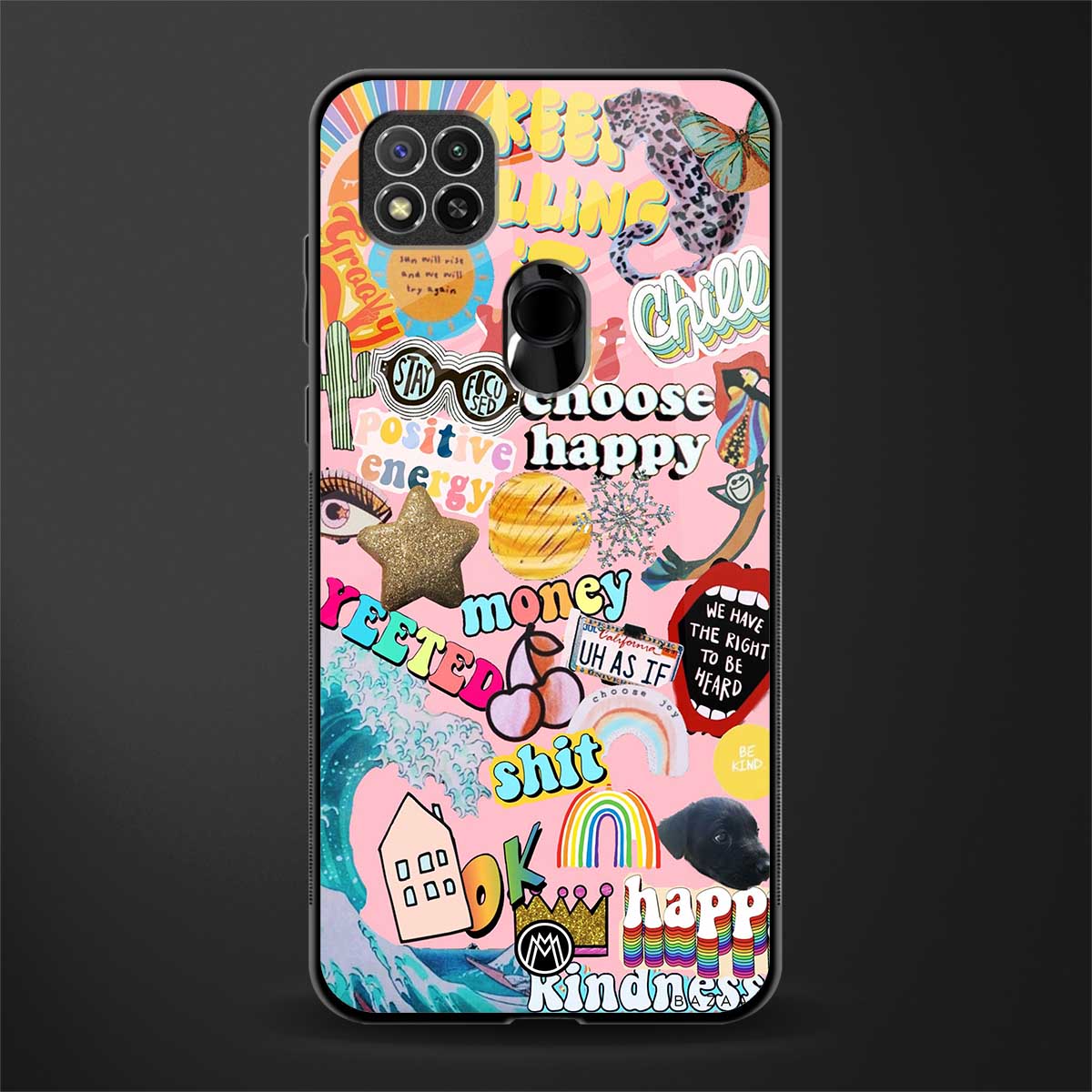 happy summer collage glass case for poco c31 image