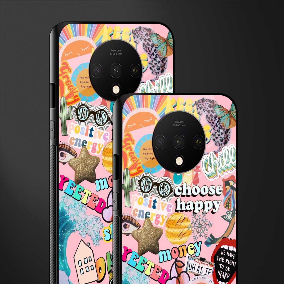 happy summer collage glass case for oneplus 7t image-2