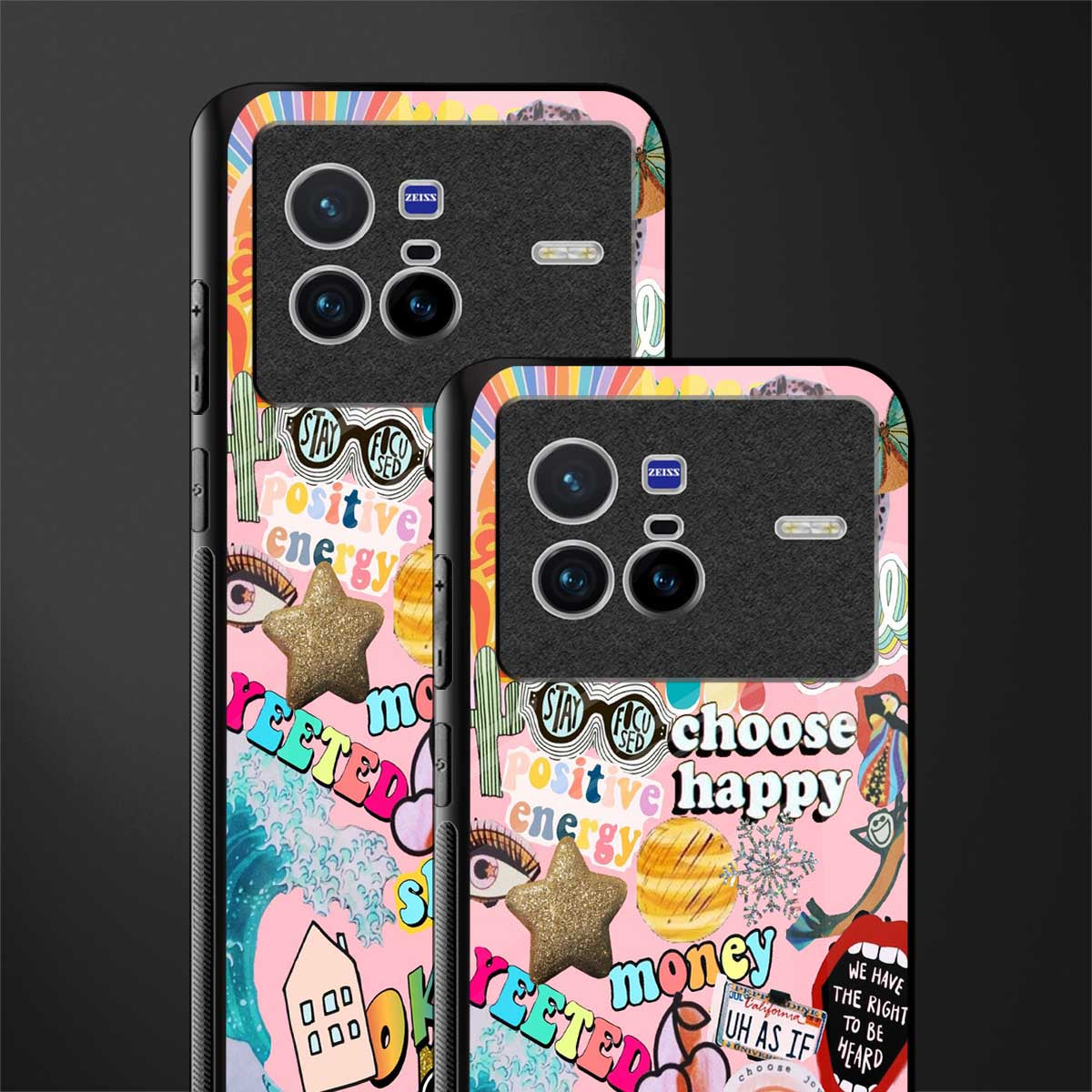 happy summer collage glass case for vivo x80 image-2