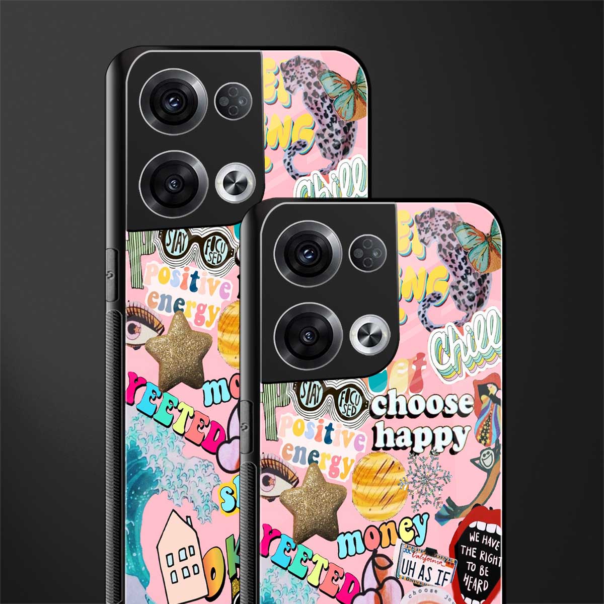 happy summer collage back phone cover | glass case for oppo reno 8 pro