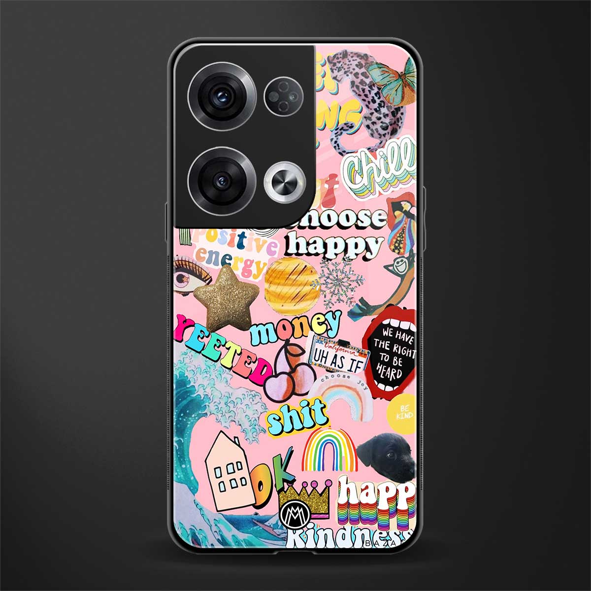 happy summer collage back phone cover | glass case for oppo reno 8 pro