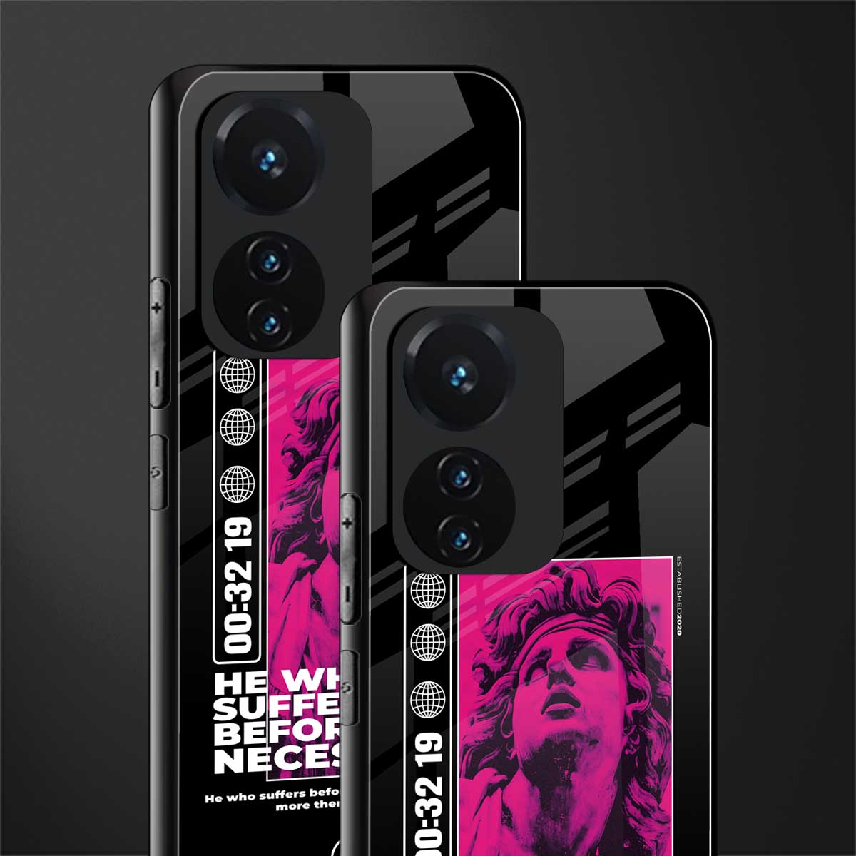 he who suffers back phone cover | glass case for vivo t1 44w 4g