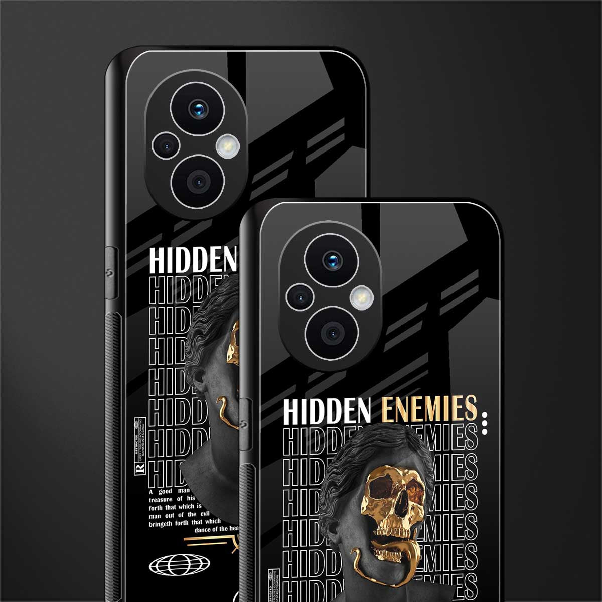 hidden enemies back phone cover | glass case for oppo f21 pro 5g