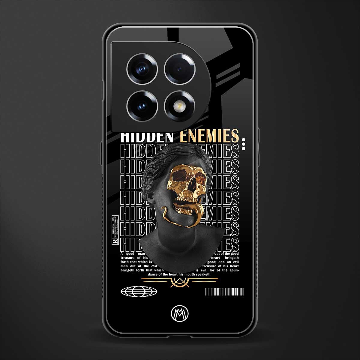 hidden enemies back phone cover | glass case for oneplus 11