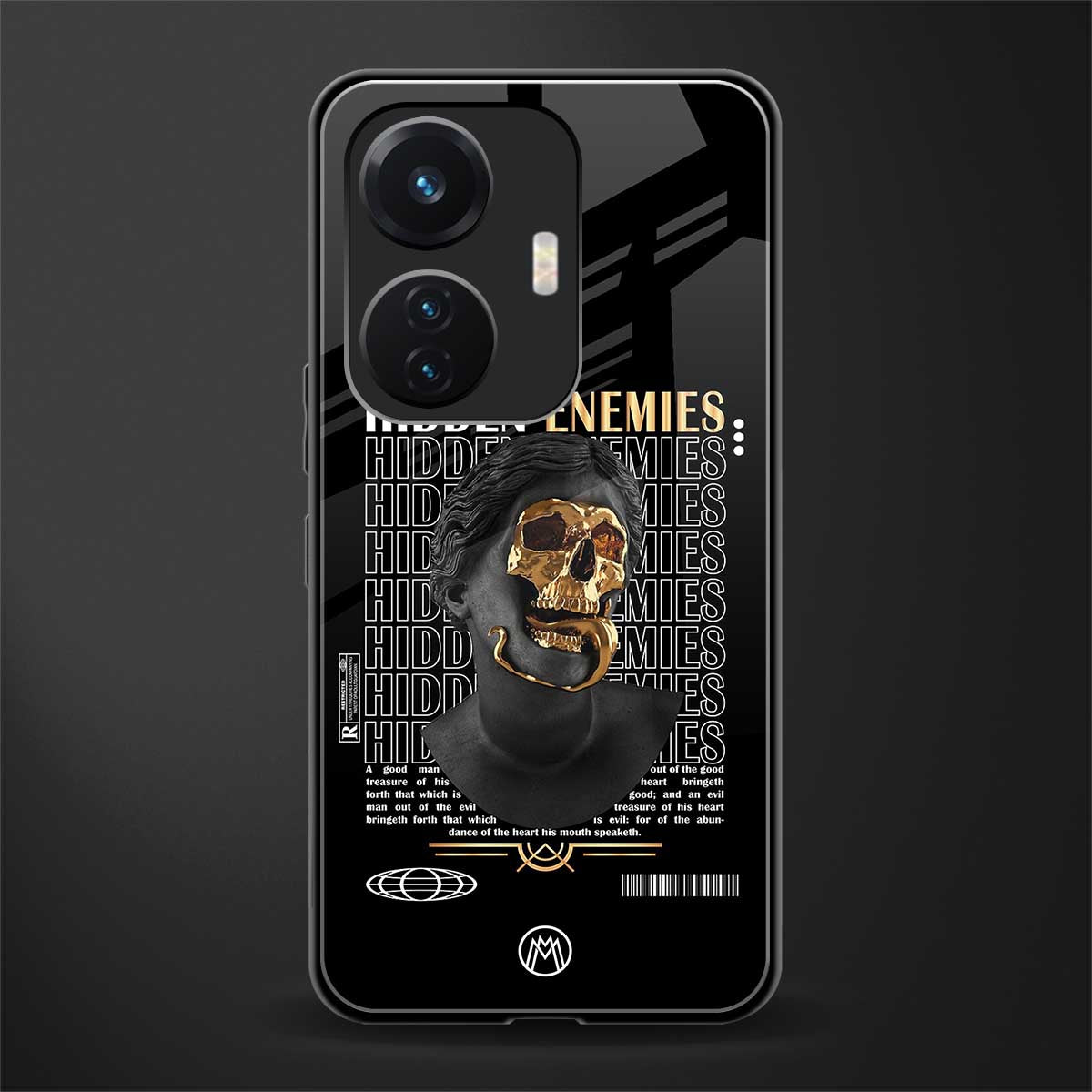 hidden enemies back phone cover | glass case for vivo t1 44w 4g