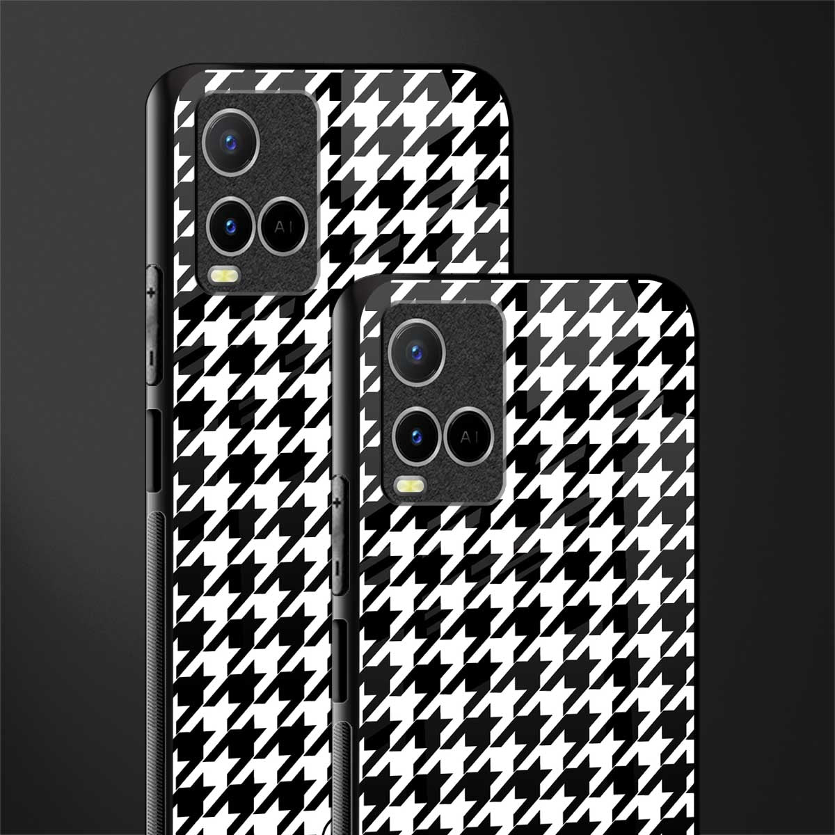 houndstooth classic glass case for vivo y33s vivo y33t image-2