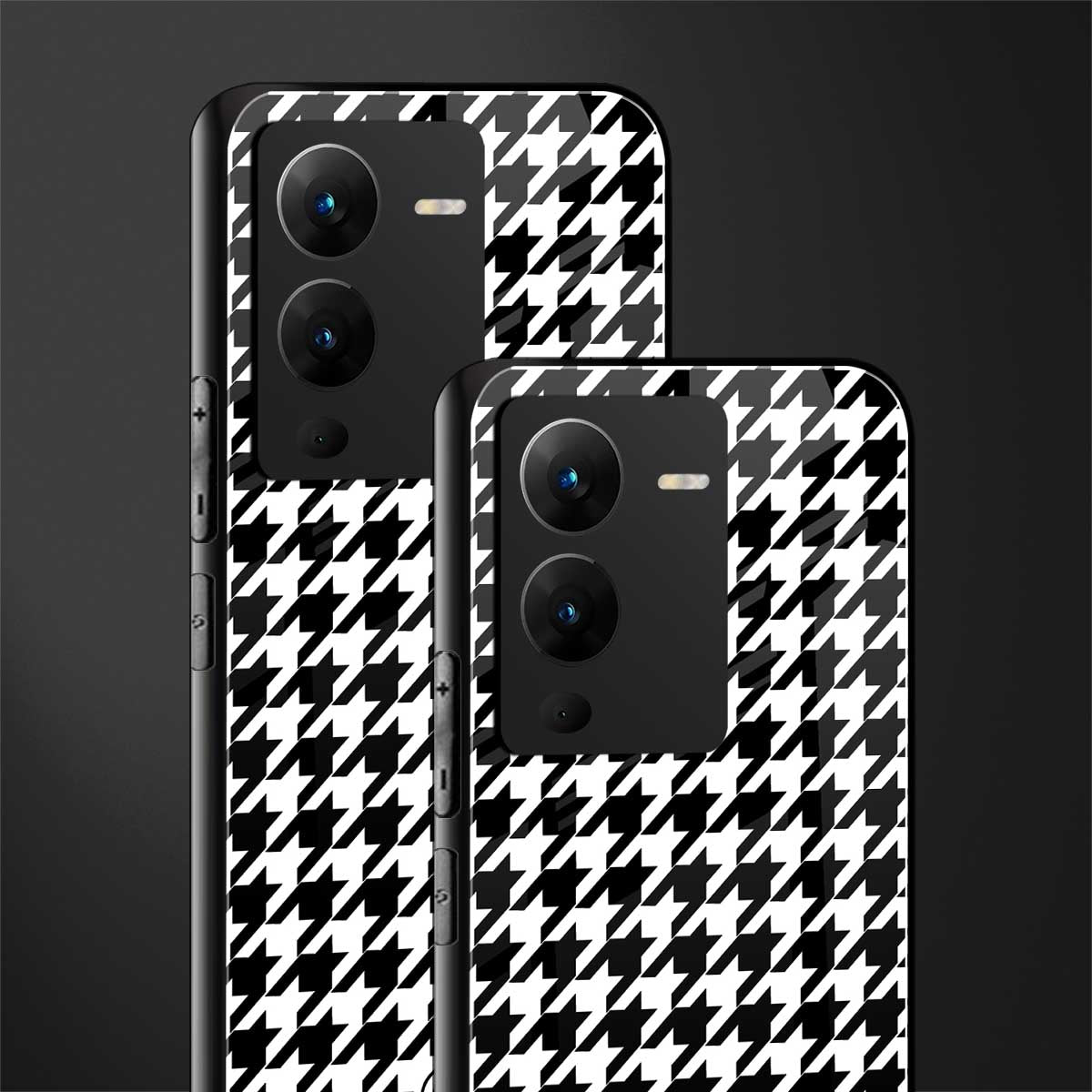 houndstooth classic back phone cover | glass case for vivo v25 pro 5g